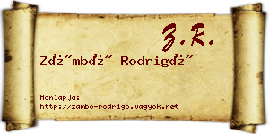 Zámbó Rodrigó névjegykártya